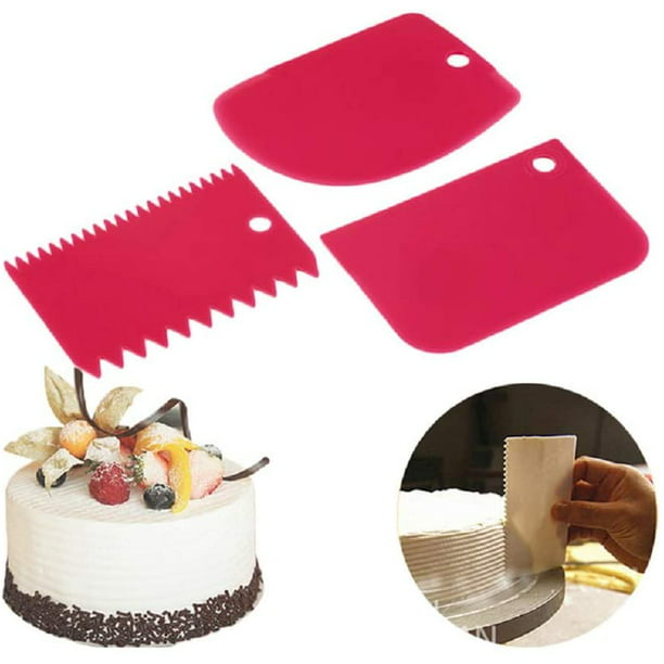 3PCS Cake Scraper Smoother Cream Icing Comb Fondant Spatula Baking Pastry Tool 
